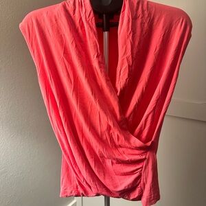 Vince Camuto Draped V-Neck Sleeveless Top - Coral